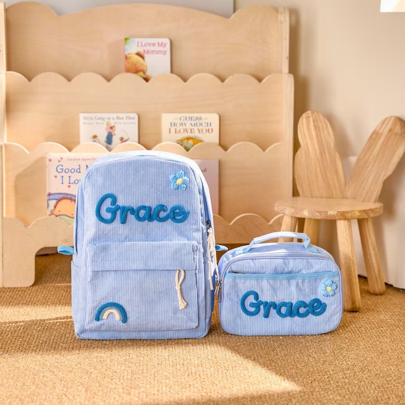 Back-to-School Season Childrens Backpack And Lunch Bag Set Chunky Yarn Handmade — foto 9