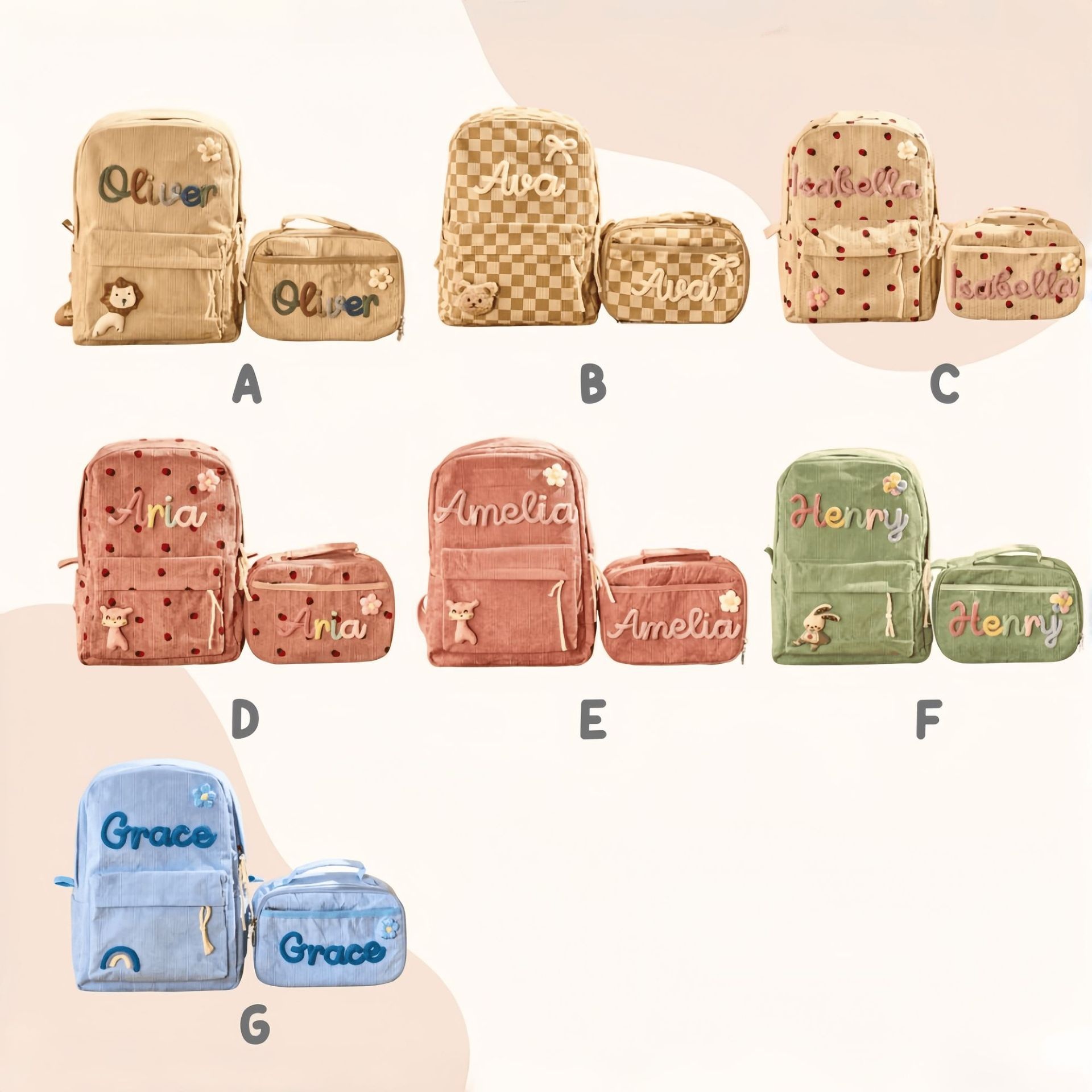 Back-to-School Season Childrens Backpack And Lunch Bag Set Chunky Yarn Handmade — foto 2