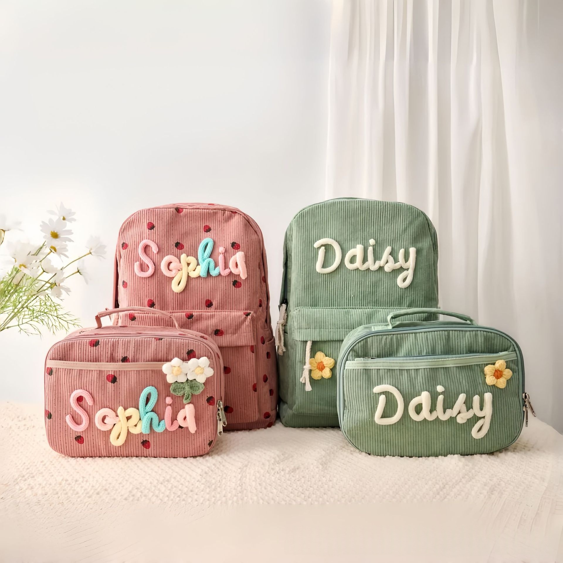 Back-to-School Season Childrens Backpack And Lunch Bag Set Chunky Yarn Handmade — foto 7