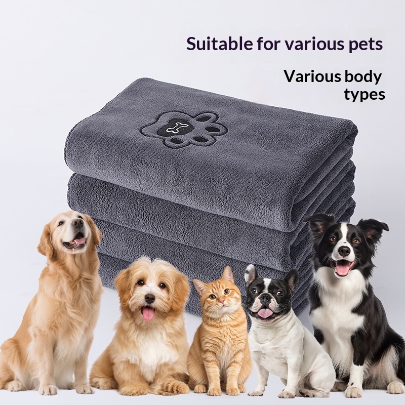 Microfiber Embroidered Large Bath Towel For Cats And Dogs