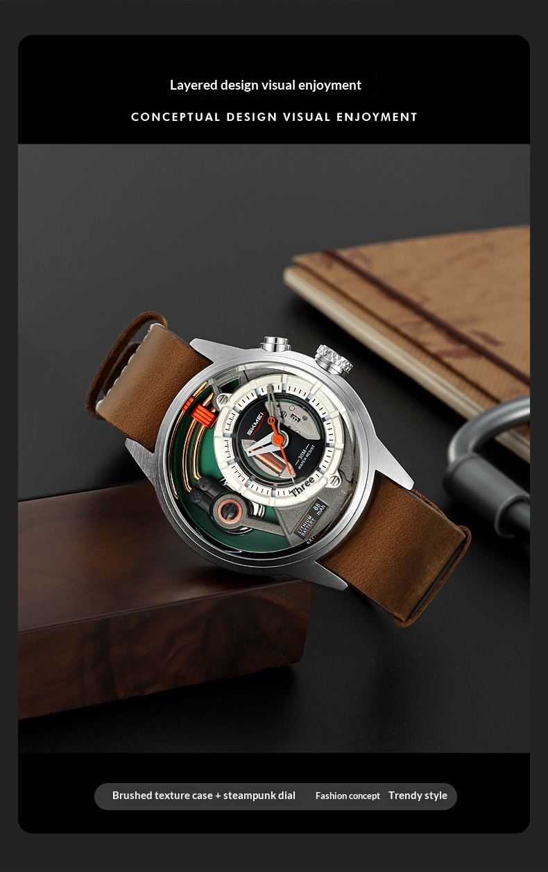 Skmei 2333 Creative Leather Belt Quartz watch for Men