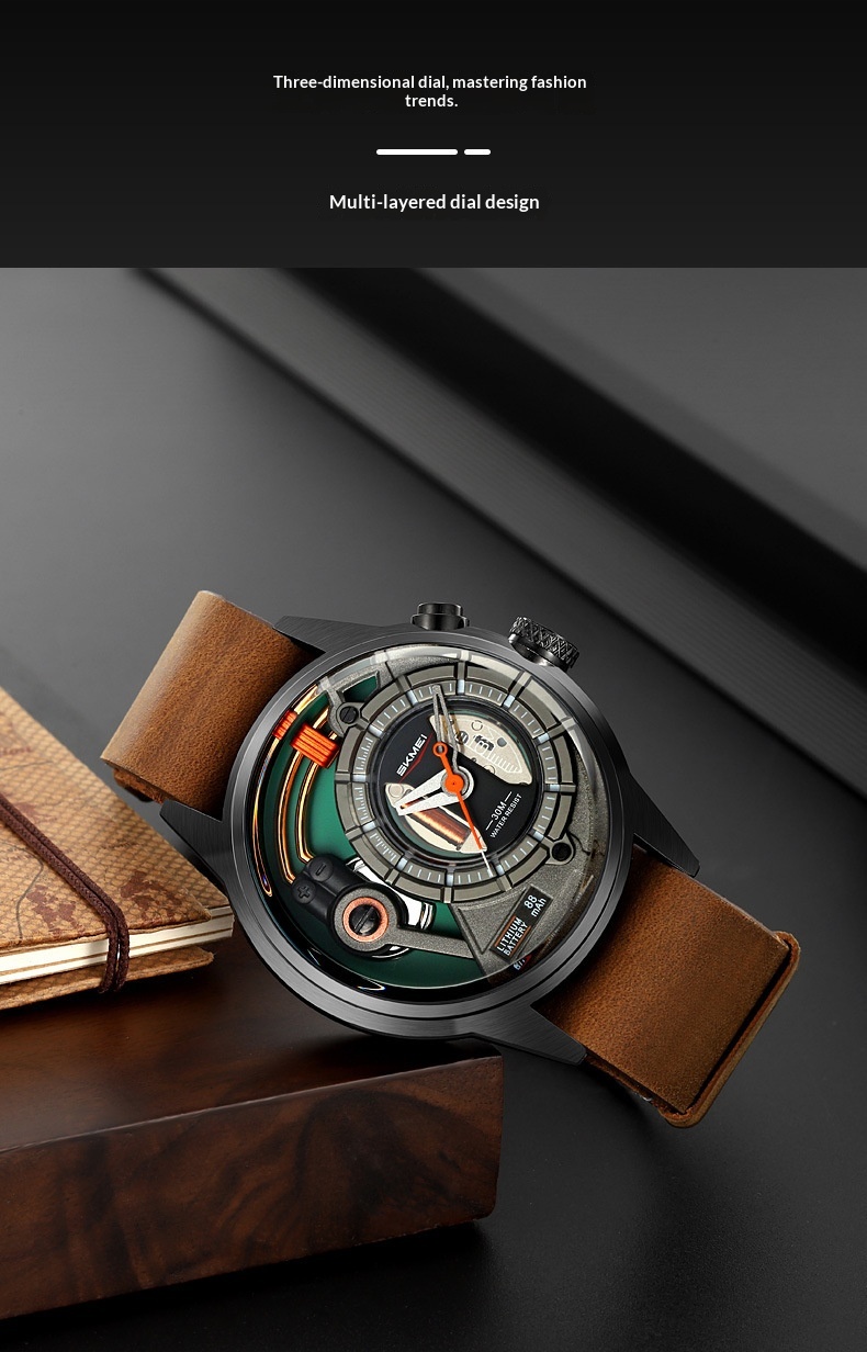 Skmei 2333 Creative Leather Belt Quartz watch for Men