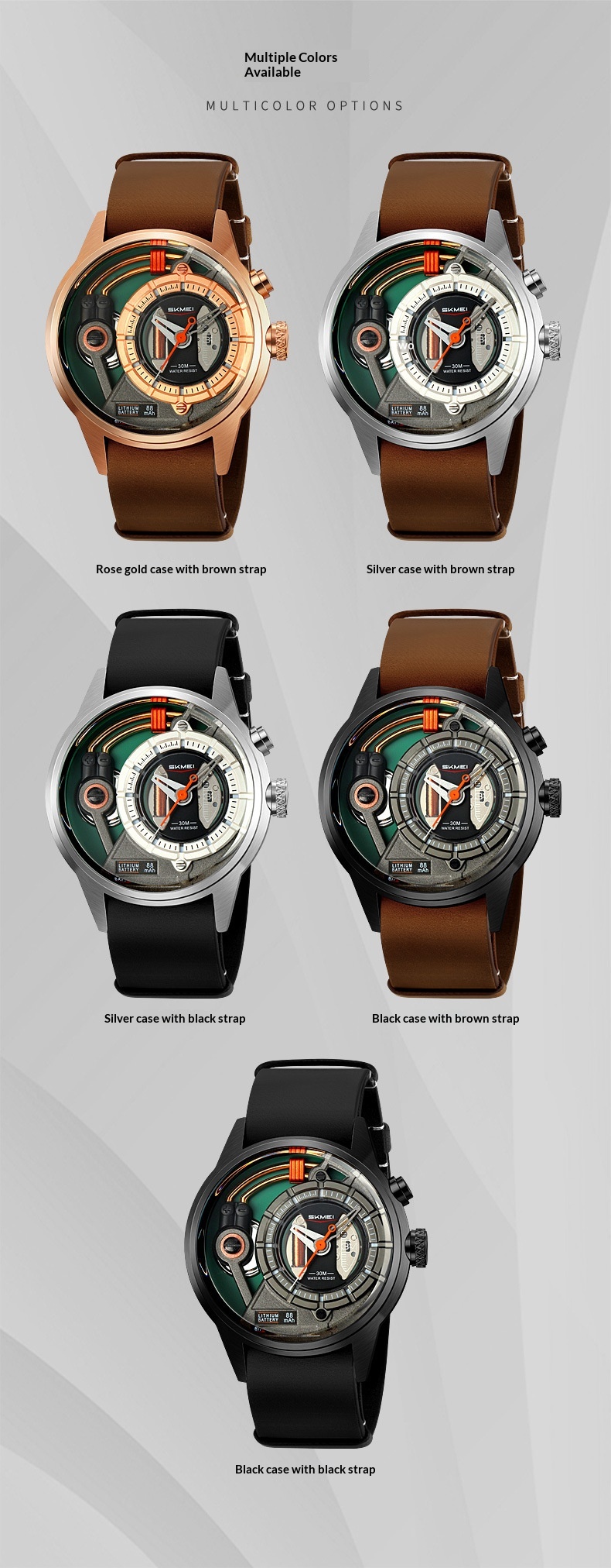 Skmei 2333 Creative Leather Belt Quartz watch for Men