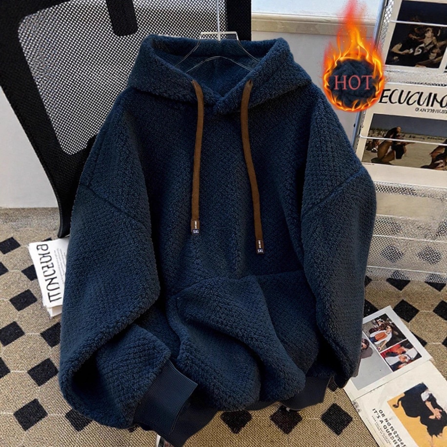 Womens Fleece-lined Thickened Hooded Sweatshirt