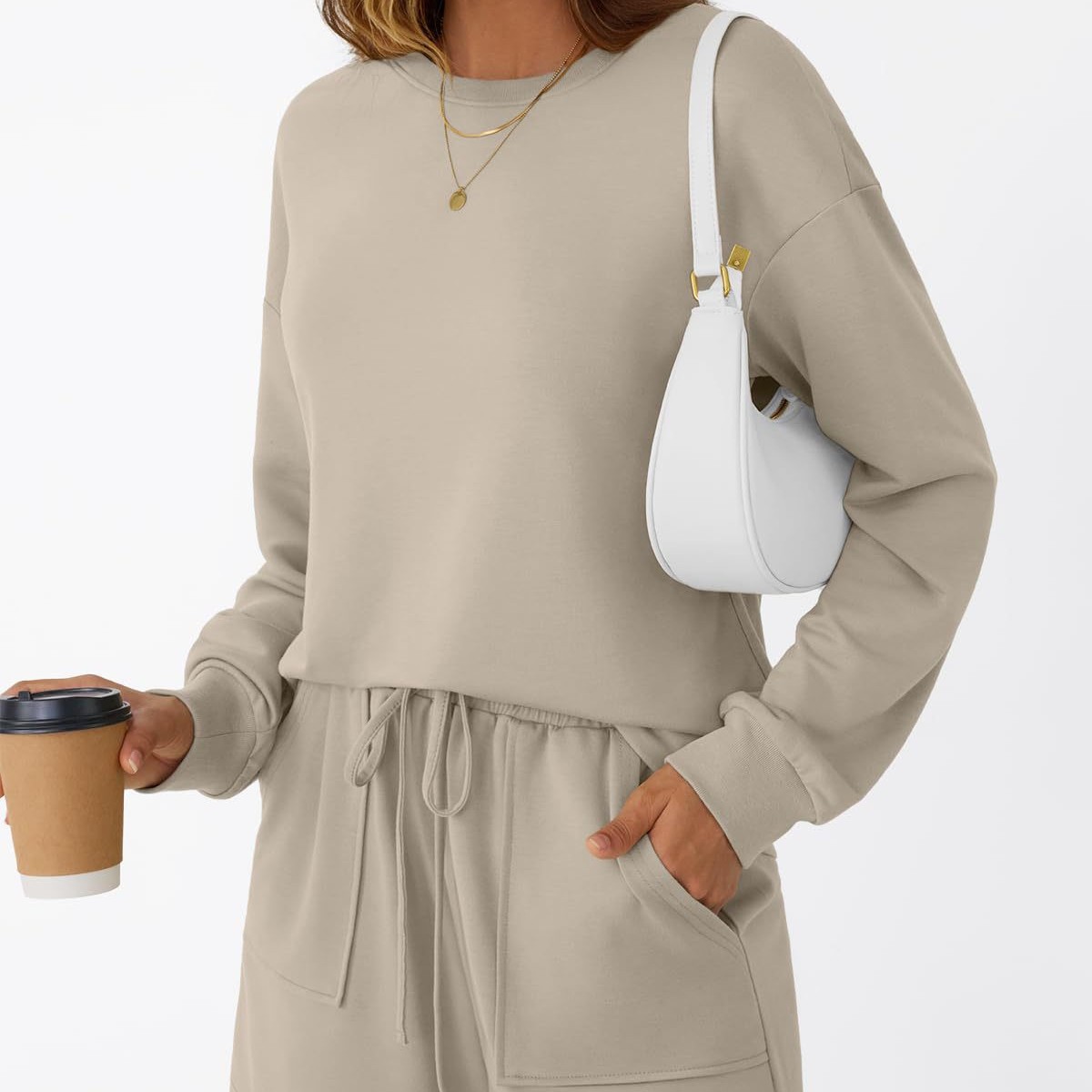 Fashionable Casual Two-piece Set Long-sleeve Top And Shorts