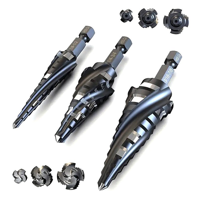 Four-spiral Groove Stepped Drill Bit Set 2
