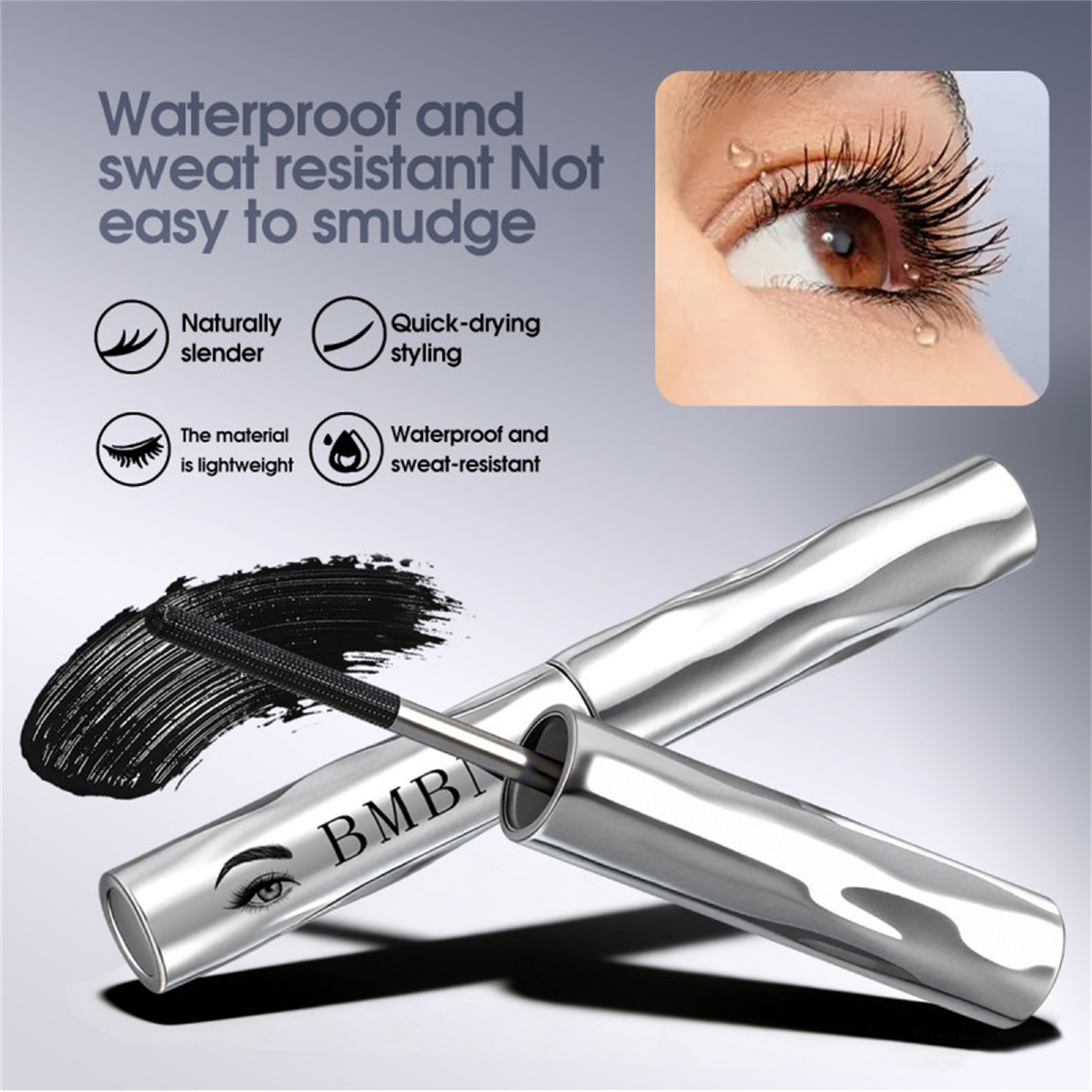 Silver Tube Mascara With A Curling Root