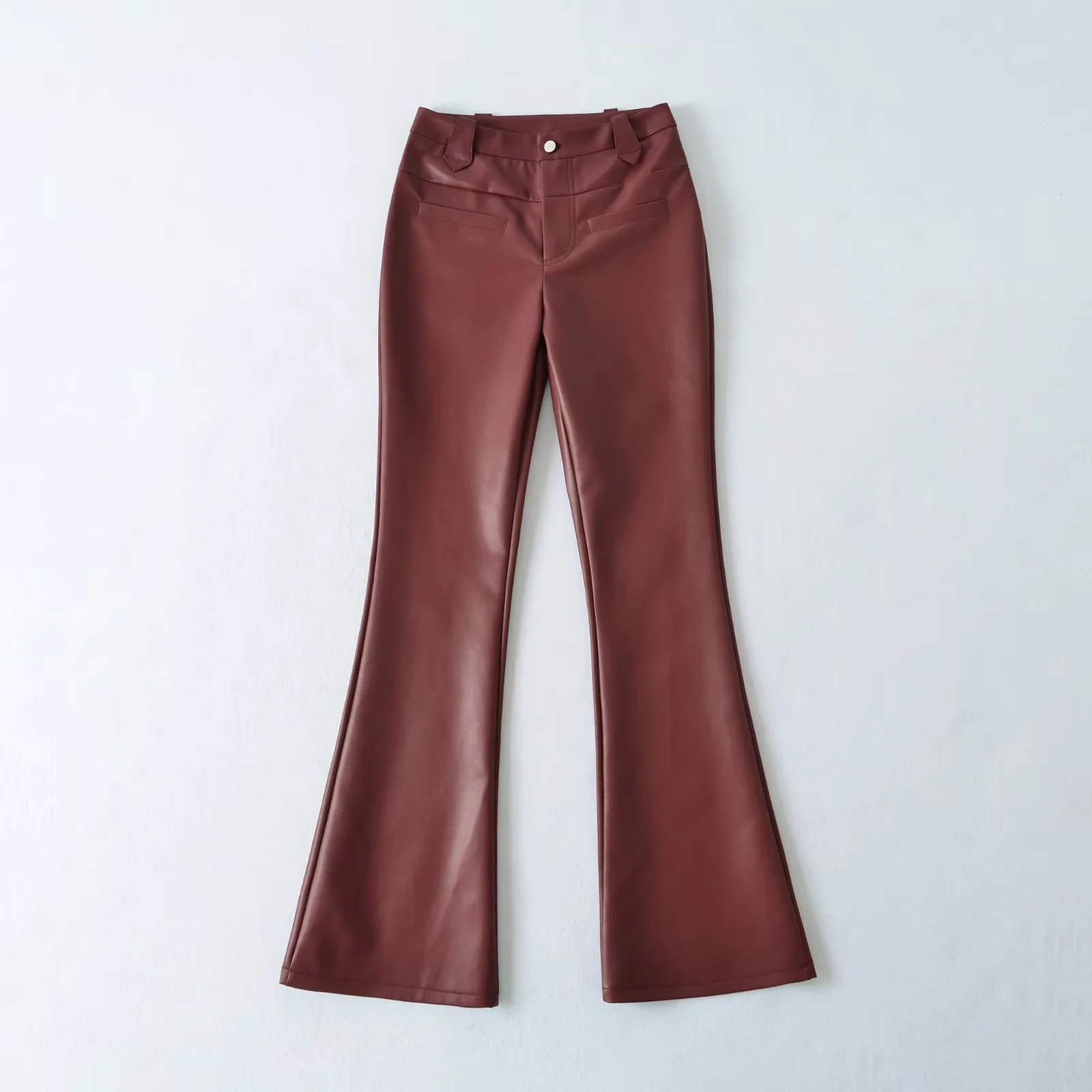 Motorcycle-style High-rise Stretch Straight-leg Bootcut Pants
