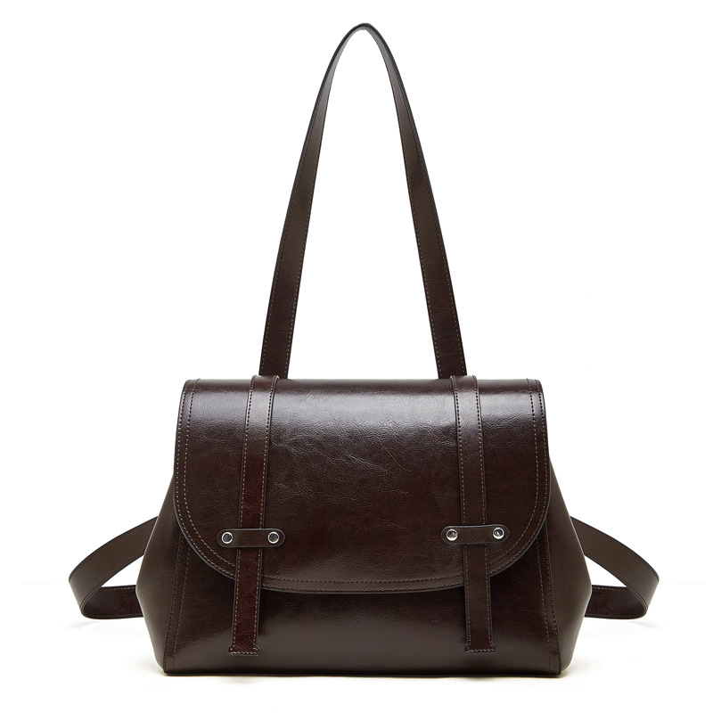 Sac à dos en cuir de vachette pour femme de grande capacité avec finition huile-cire – Image 2