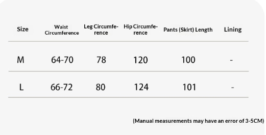Size chart for Vertical Stripe Wide-Leg Pants