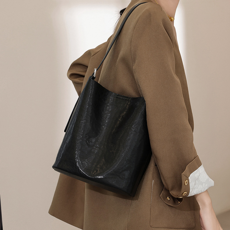 Leather Bucket Crossbody Bag, picture 3 of 8