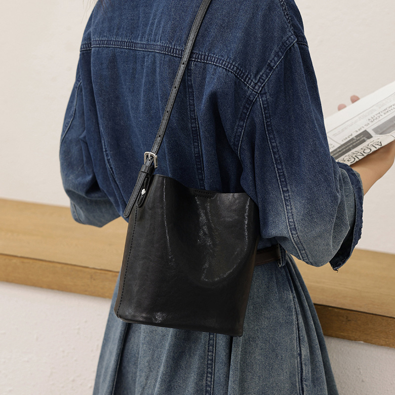 Leather Bucket Crossbody Bag, picture 5 of 8