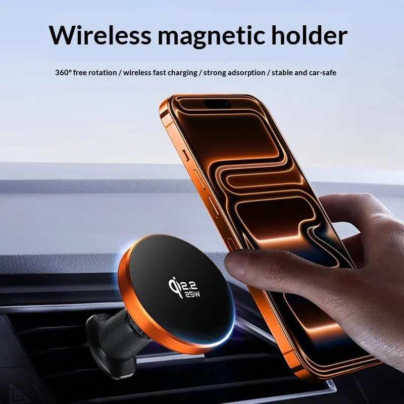 Car-mounted Metal Magnetic Wireless Charger Phone Holder