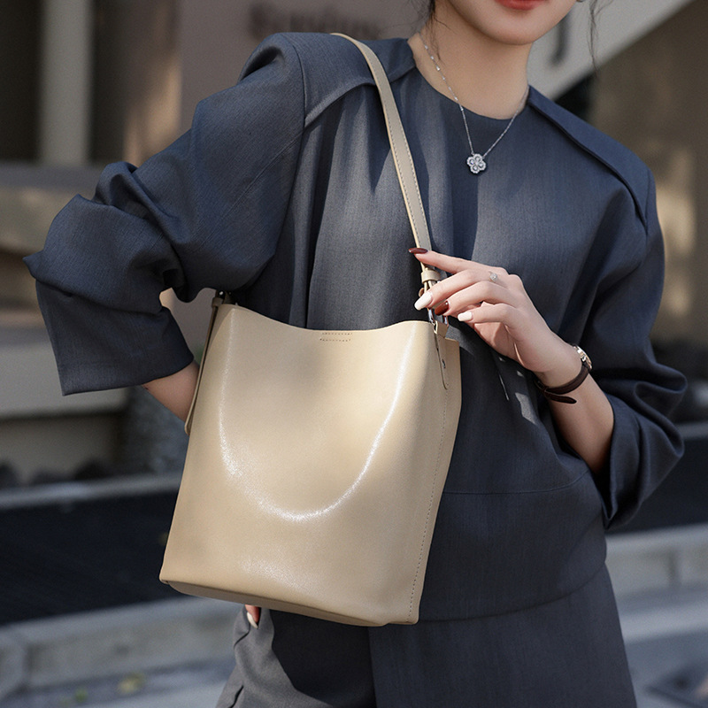 Leather Bucket Crossbody Bag, picture 7 of 8