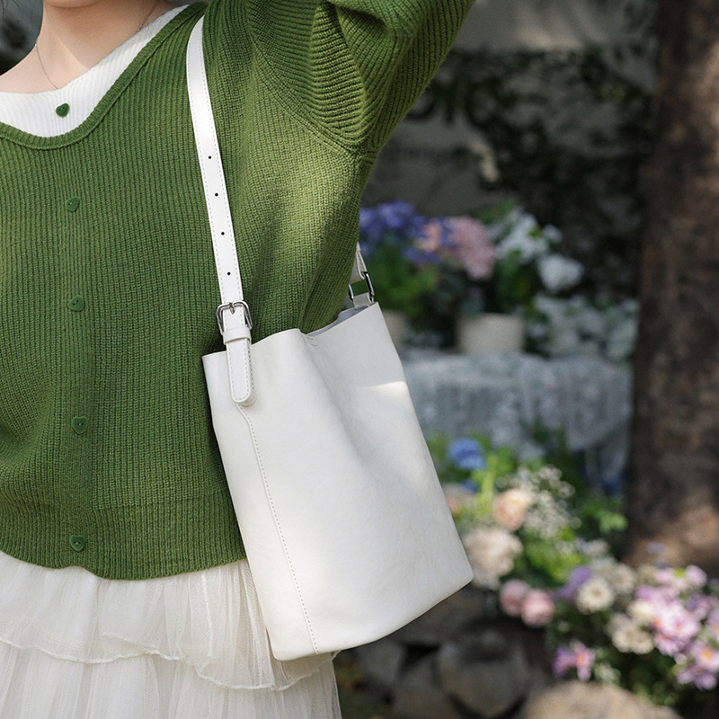 Leather Bucket Crossbody Bag, picture 6 of 8