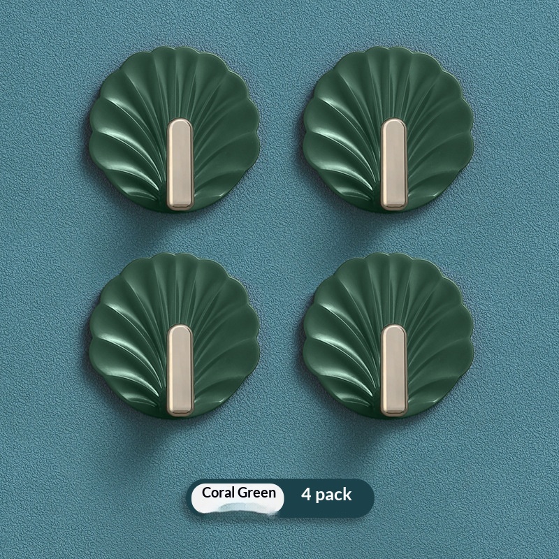 Bathroom And Kitchen Seamless No-drill Adhesive Hooks Shell-shaped Hooks