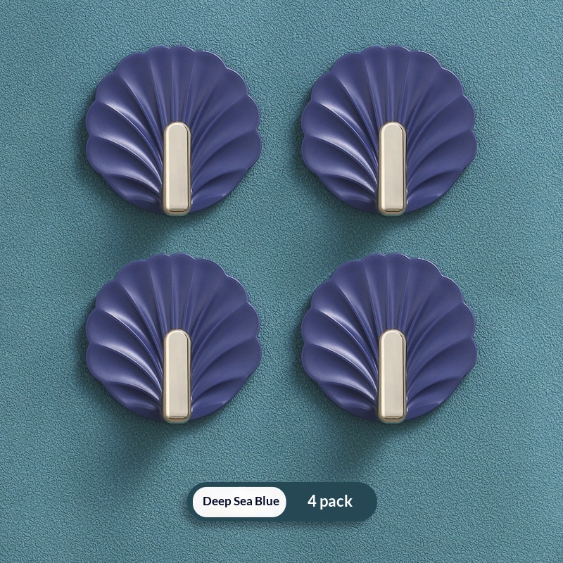 Bathroom And Kitchen Seamless No-drill Adhesive Hooks Shell-shaped Hooks