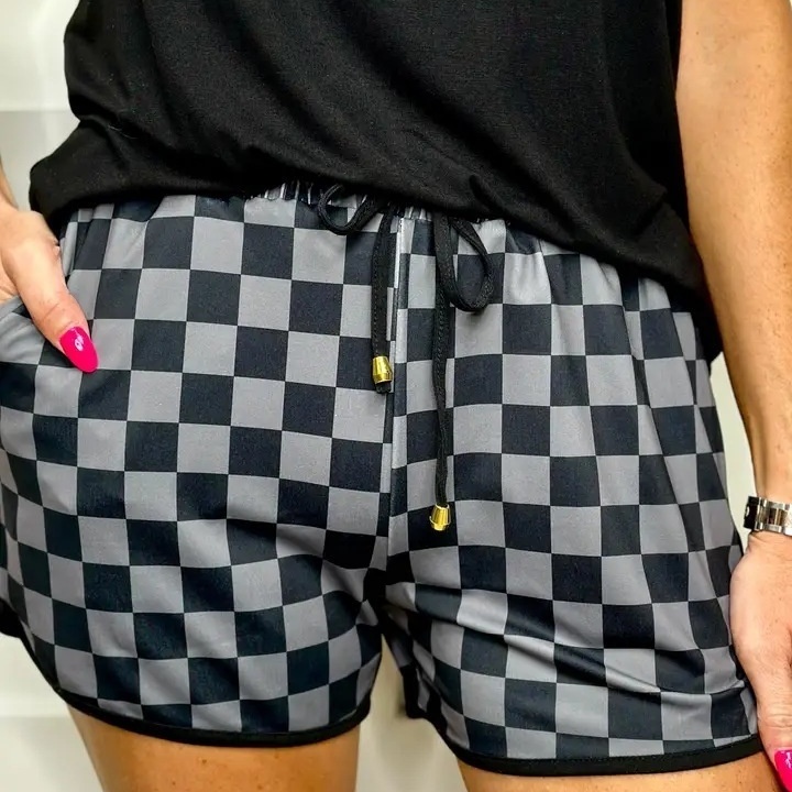 New Drawstring Women's Fashionable And Versatile Plaid Casual Shorts