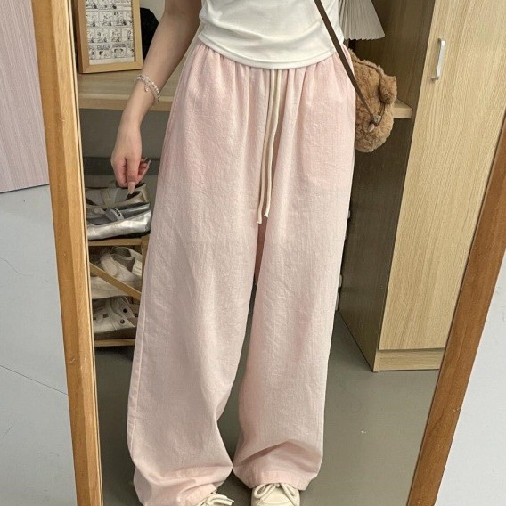 Spring Summer Striped Pants Womens High-waisted