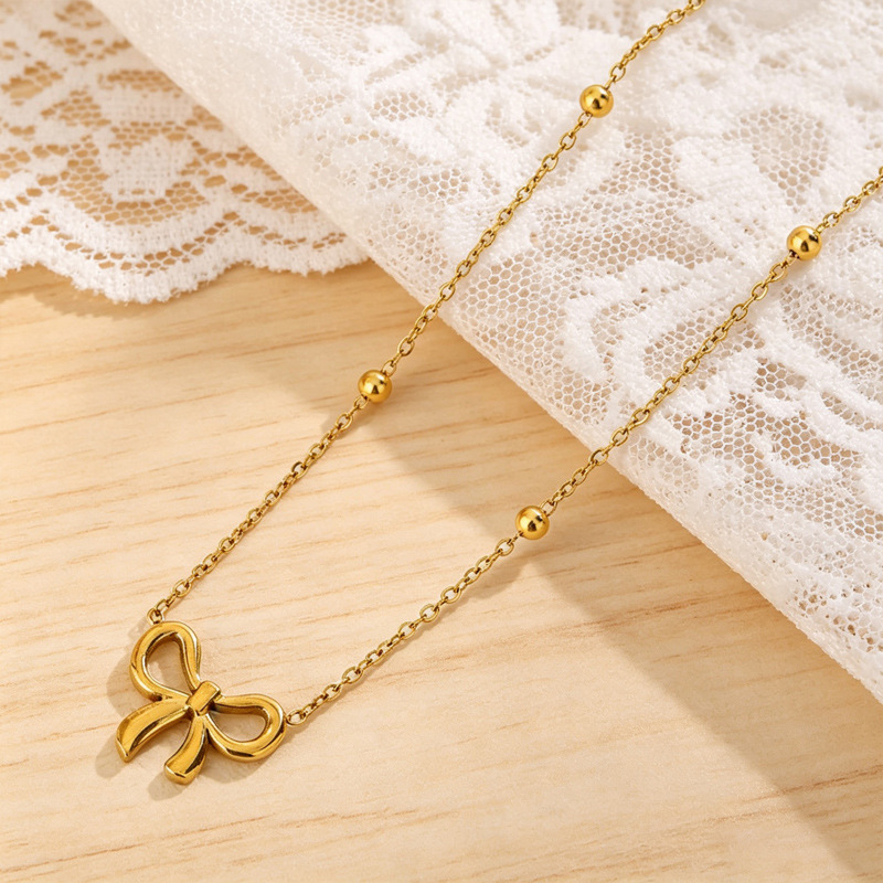 18k Gold Stainless Steel Bow Ring Ornament