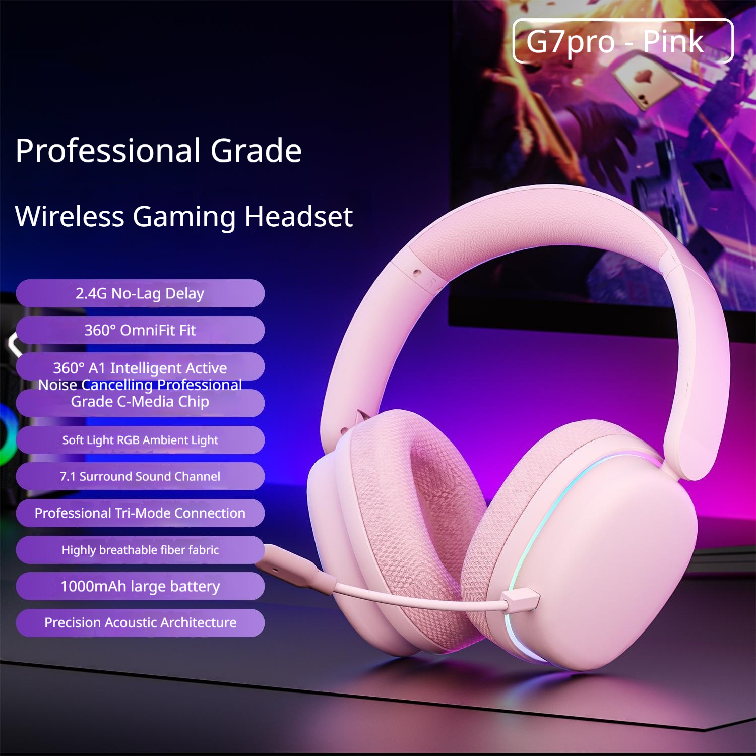 Three-mode Noise-canceling High-fidelity Bluetooth Over-ear Gaming Headset 7