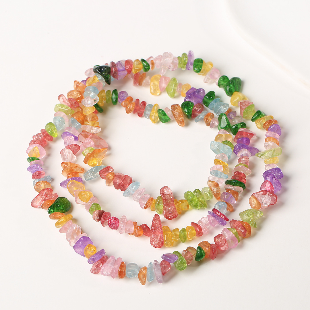 Perforated Irregular Raw Stone Loose Bead Long Necklace