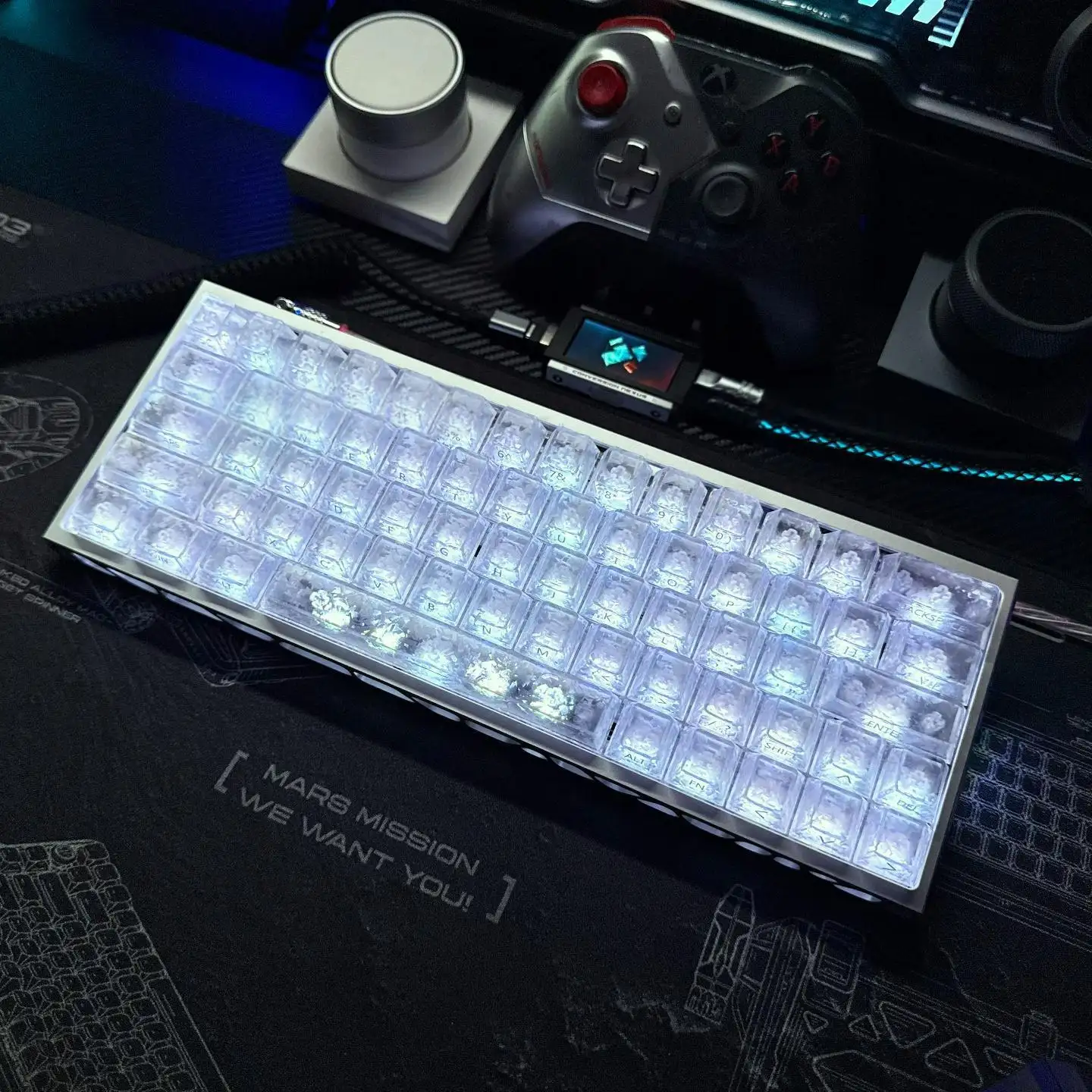 Ice Carbon Pattern Matte Translucent Fiber Keycaps
