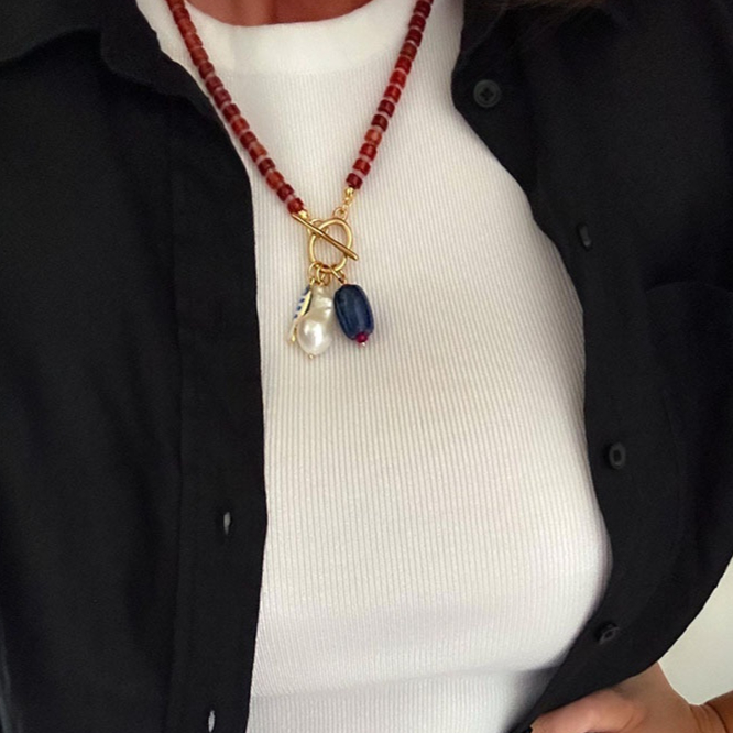 Retro-style New Simple-design Natural Stone Bead Necklace