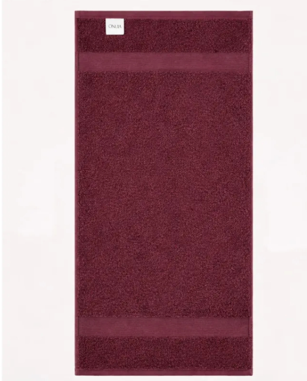Serviette de bain en coton simple, unie et portable – rouge bordeaux, 140 × 70 cm