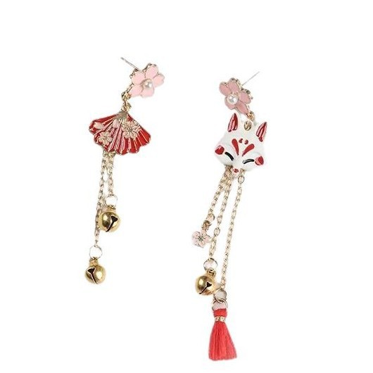 Little Fox Asymmetrical Fan-shaped Stud Earrings For Women