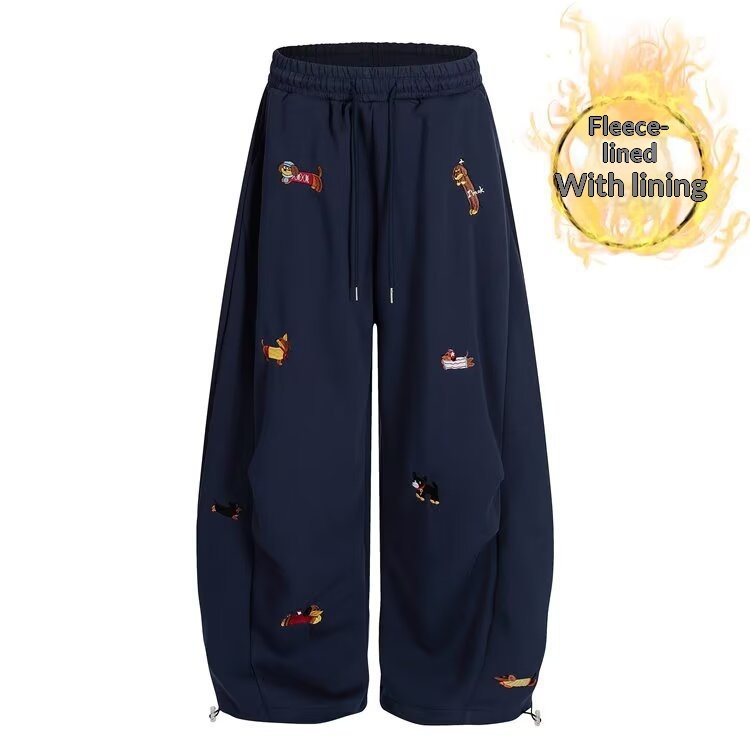 Retro Embroidered Velvet-Quilted Scimitar Pants For Women