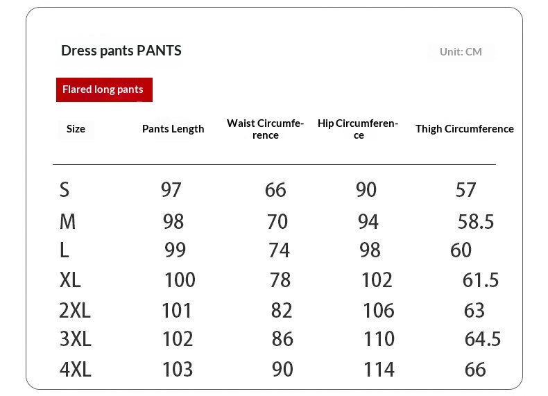 Size chart for Wide-Leg Draped Palazzo Pants