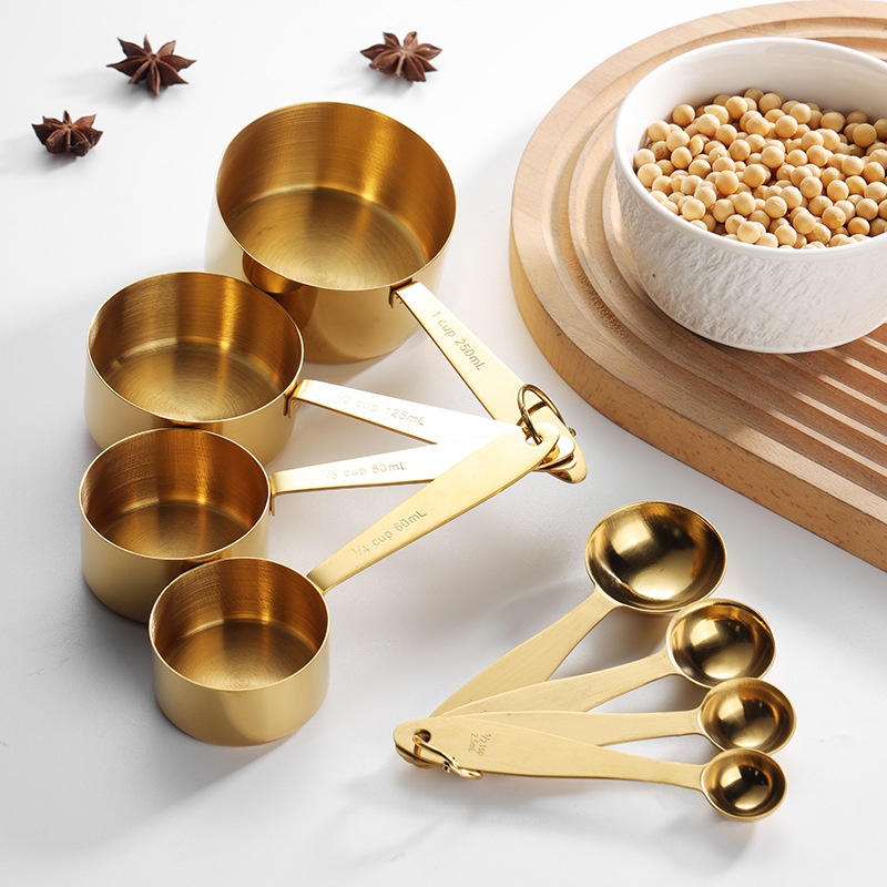 Baking Measuring Spoon And Cup Set, 8-Piece, Made Of 430 Stainless Steel