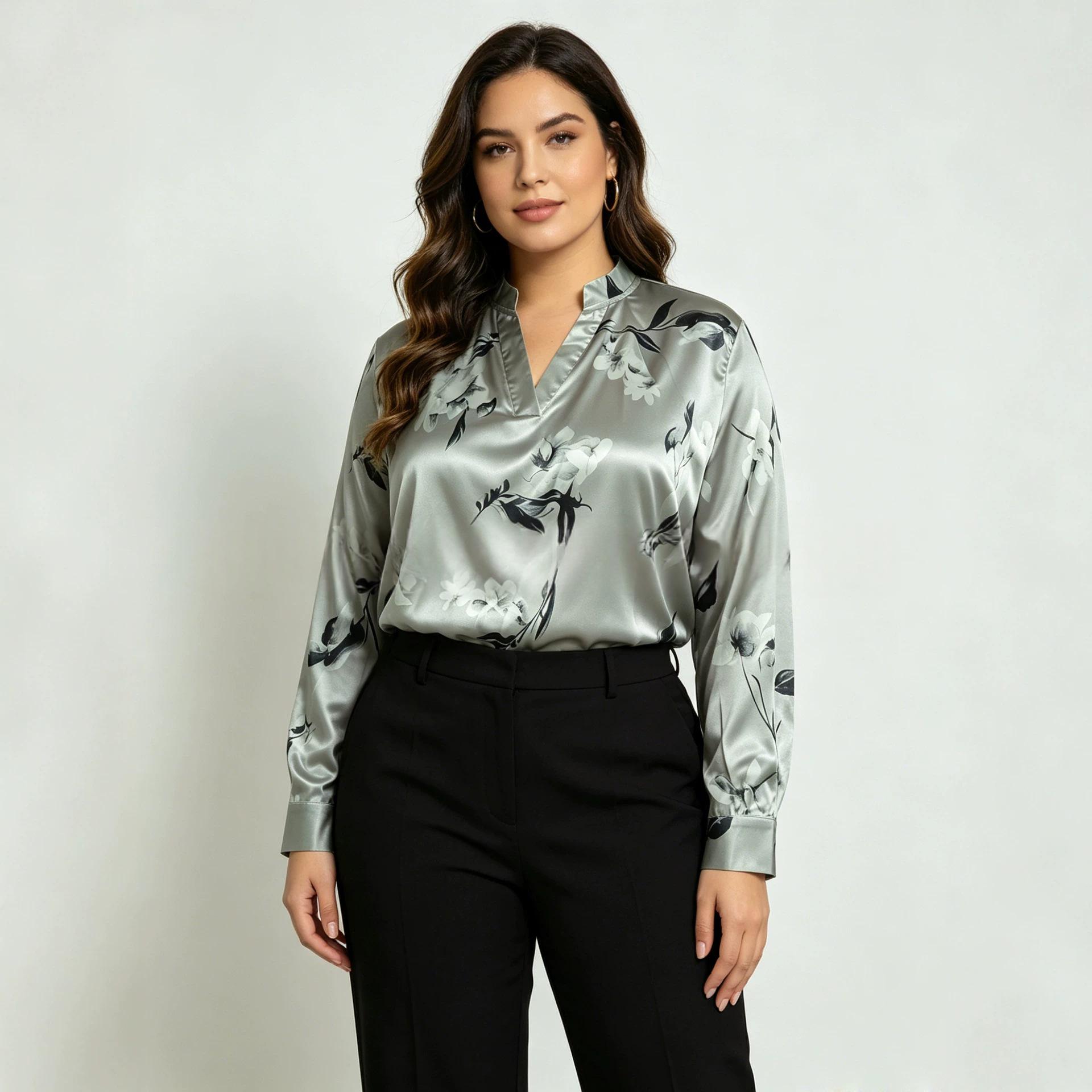 Long-sleeve Lapel Blouse For Women Suitable For Office And Commuting