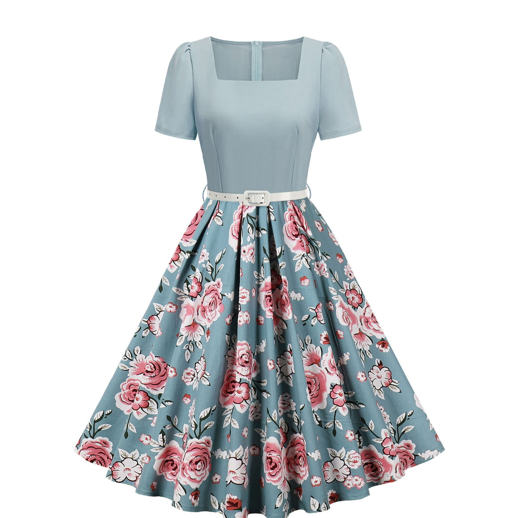 Retro Floral And Polka-dot Print Dress