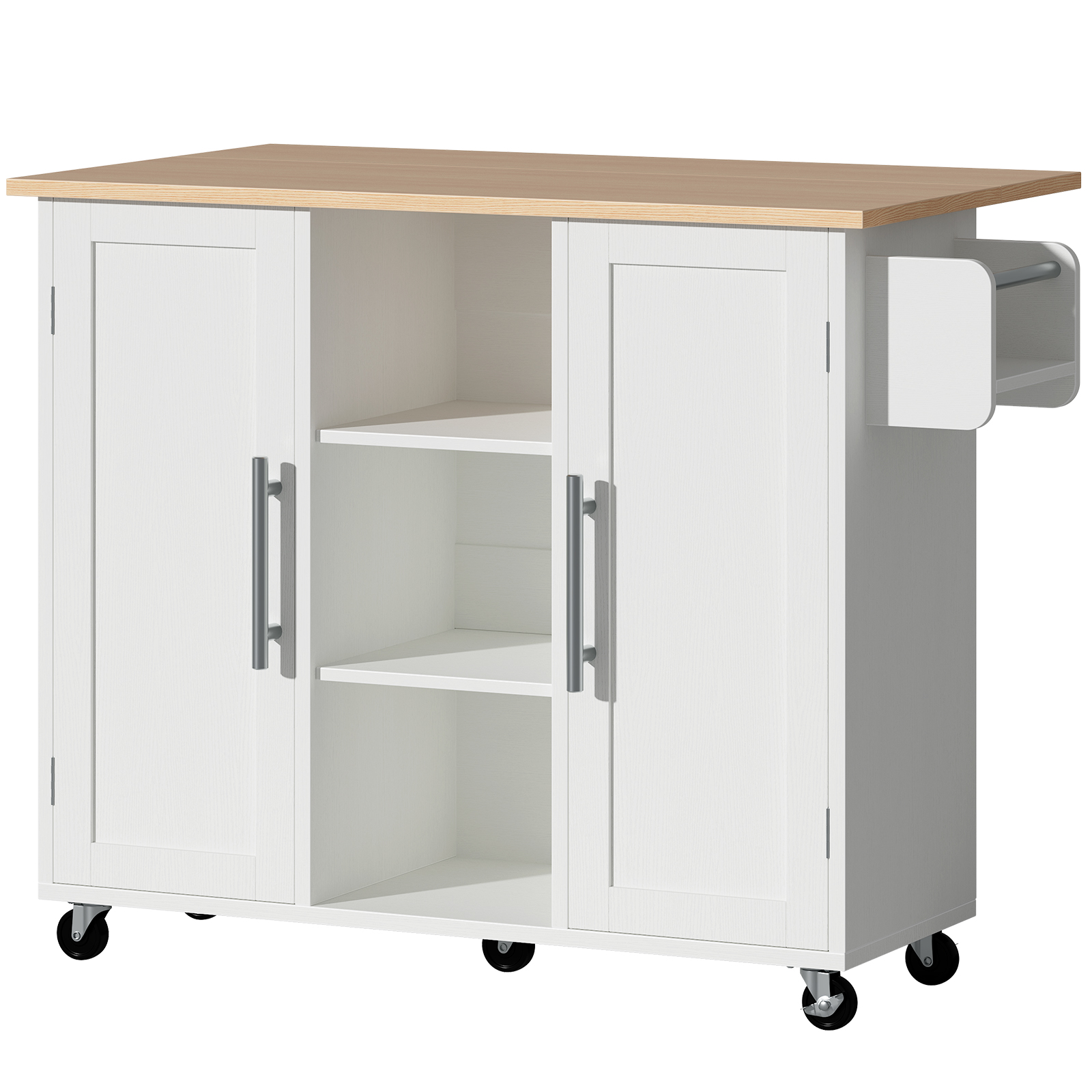 Kitchen Cart With Storage And Drop Leaf Tabletop, Rolling Island On Wheels For Extra Workspace 3