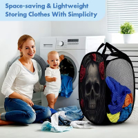 Fabric Storage Basket Clothes And Sundries Mesh Laundry Hamper