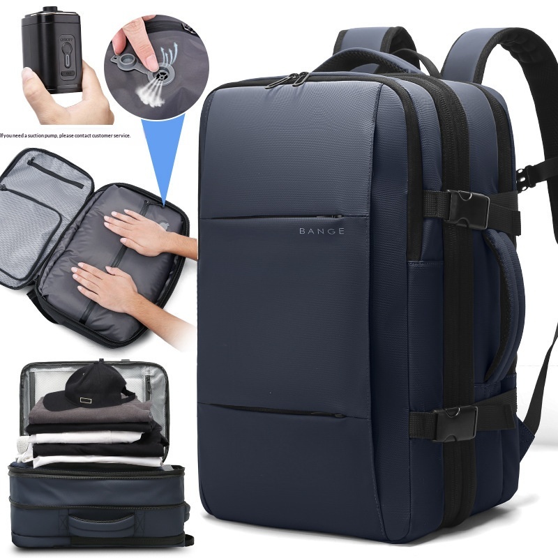 Mens Backpack Vacuum Compression Backpack Blue With Pump