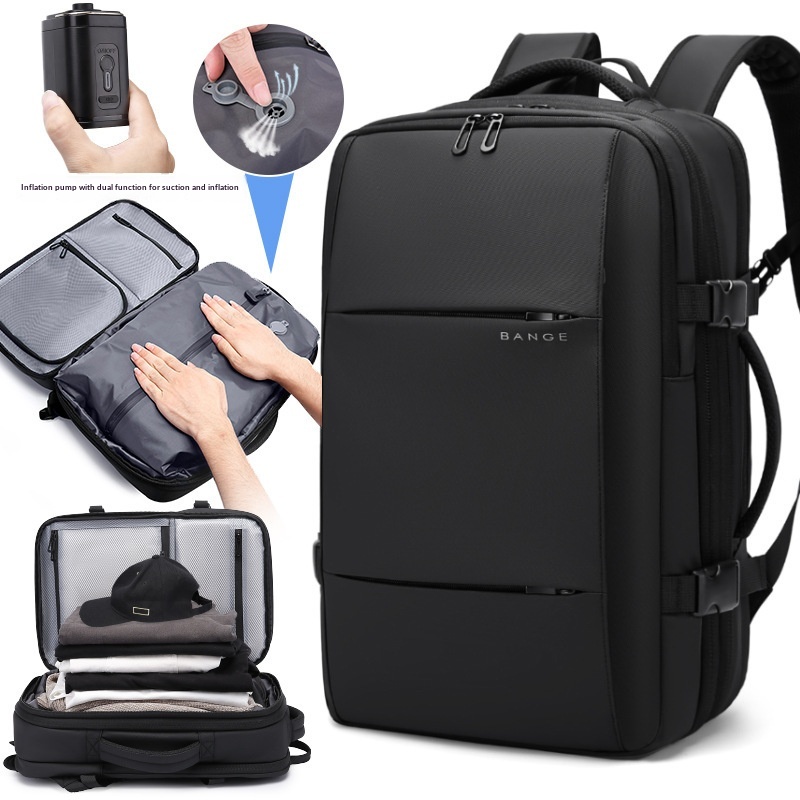 Mens Backpack Vacuum Compression Backpack Black With Pump