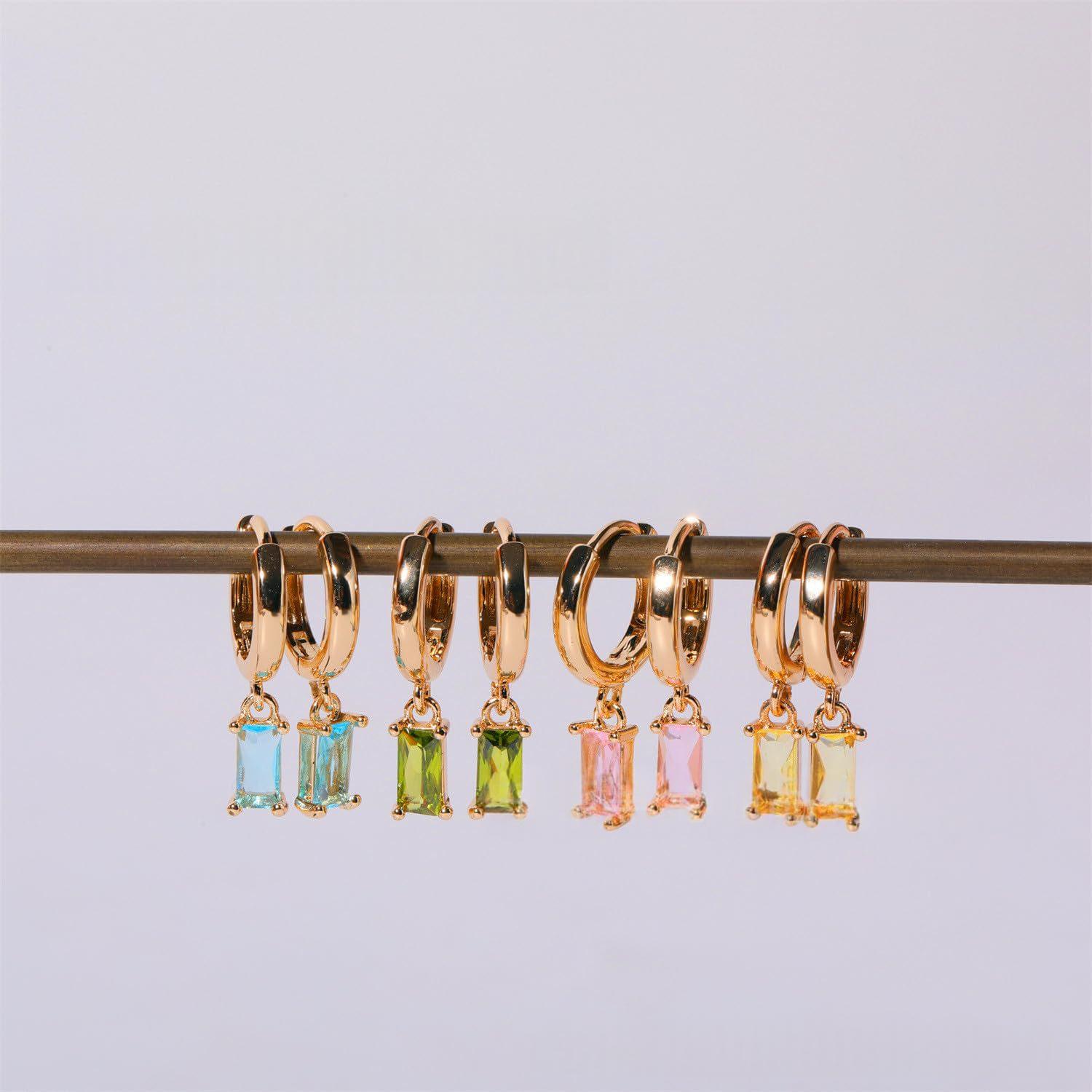 Fashionable Titanium Steel Twelve-zodiac Birthstone-encrusted Earrings