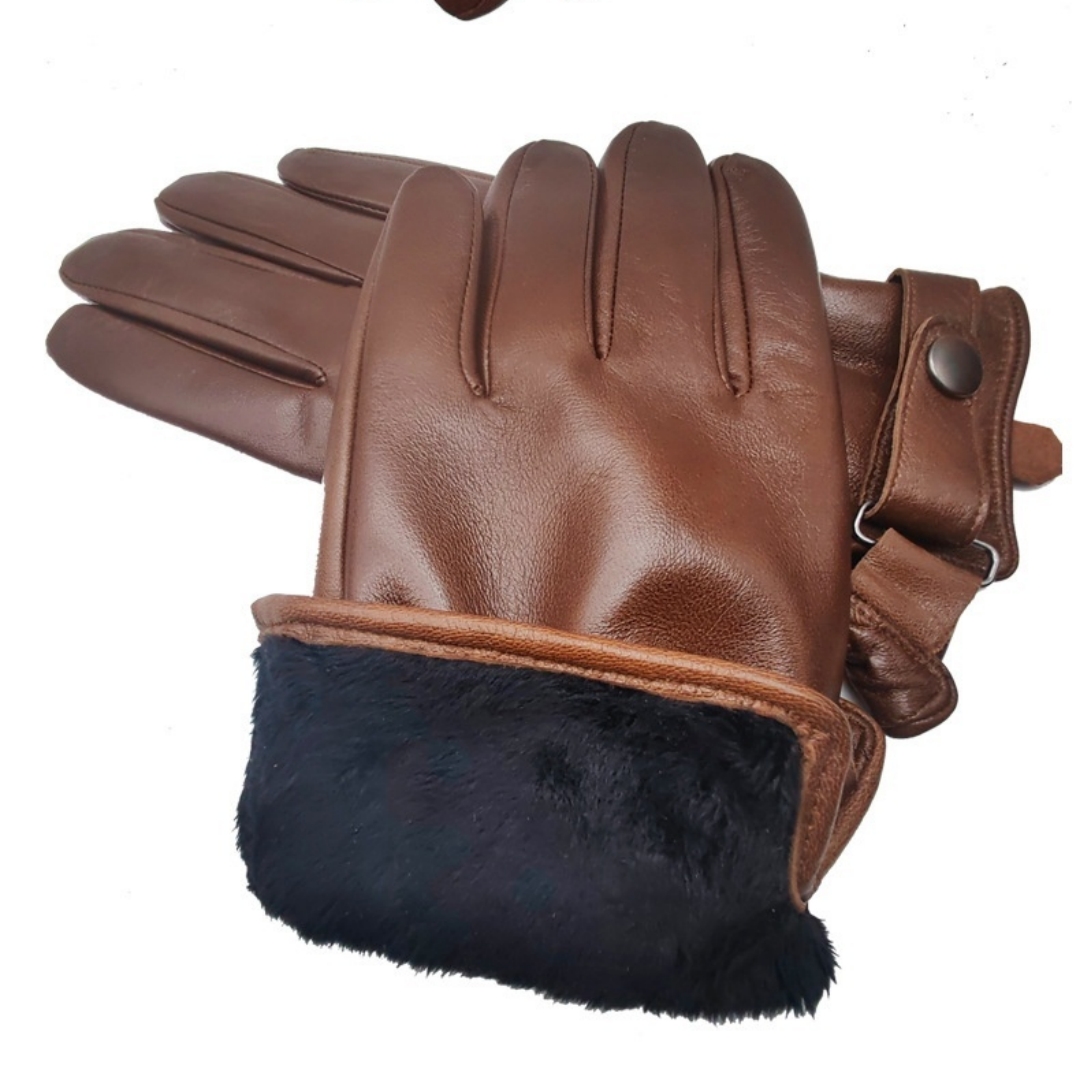 Mens Simple Stylish Waterproof Leather Gloves For Outdoor Cycling 6