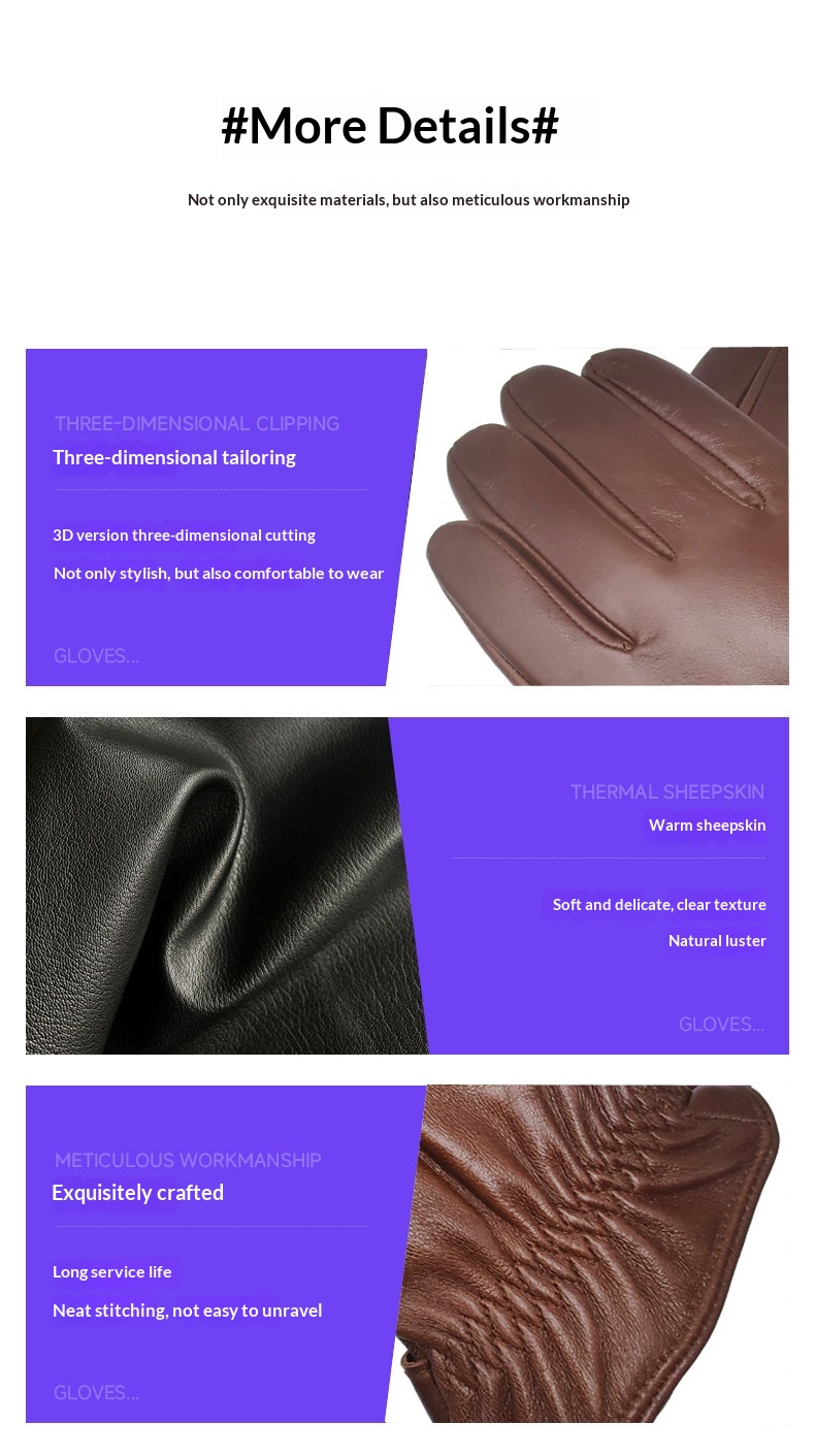 Mens Simple Stylish Waterproof Leather Gloves For Outdoor Cycling 5