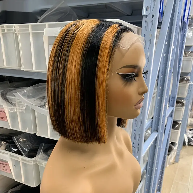 Womens Colorful BOB Glueless Human Hair Wig