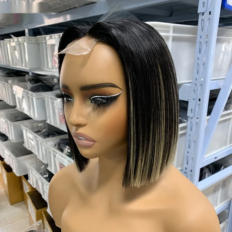Womens Colorful BOB Glueless Human Hair Wig