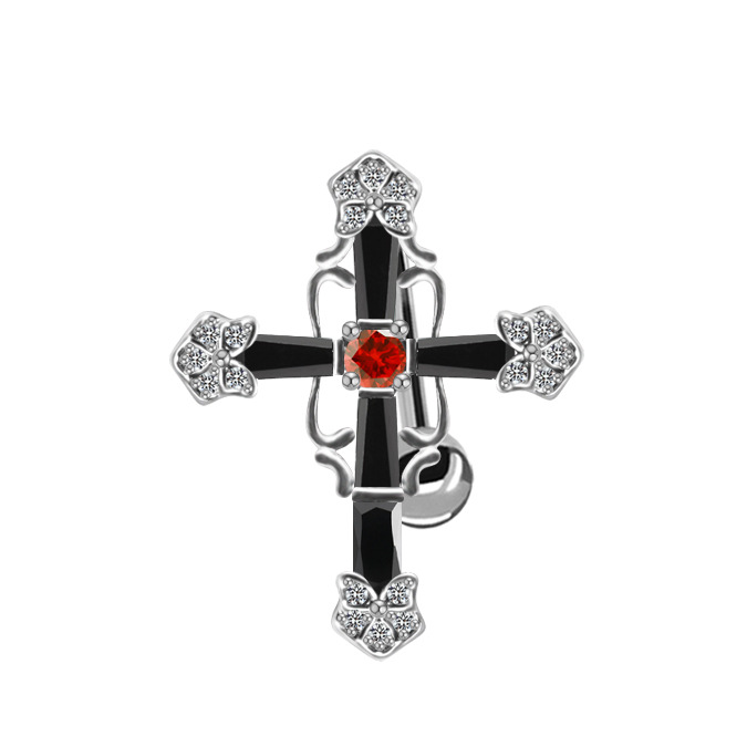 Cross-shaped Navel Ring With Zirconium