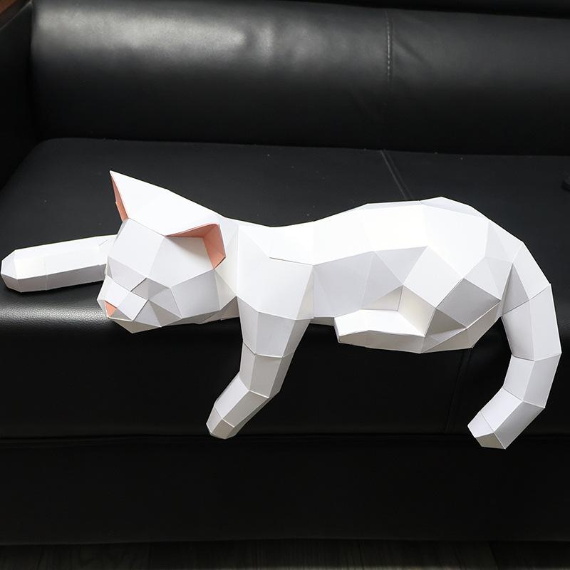 Creative Paper Art Cat Model For Bedtime Scene Decoration And Ornaments