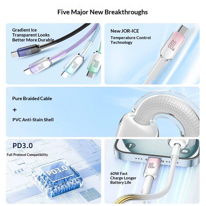 Fast-charging Phone Ice-crystal Gradient Data Cable