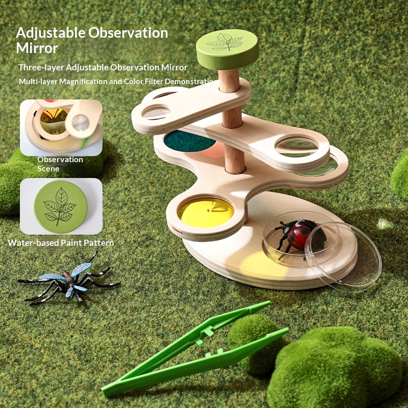 Wooden Adjustable Insect Observation Magnifier Early Education Puzzle Toy — foto 2