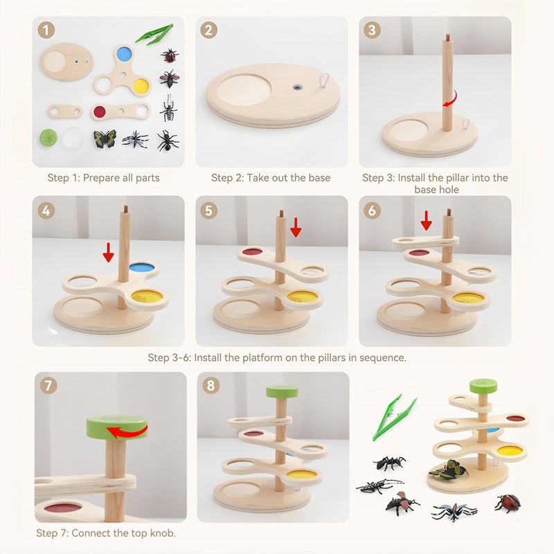 Wooden Adjustable Insect Observation Magnifier Early Education Puzzle Toy — foto 5