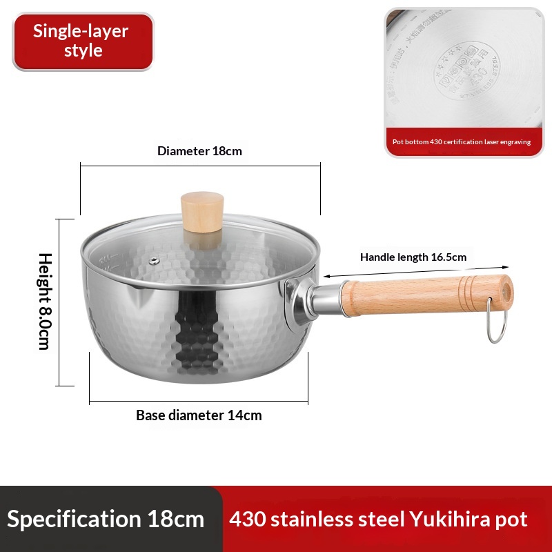 Pot yukihira en acier inoxydable, petit pot à lait domestique – Image 5